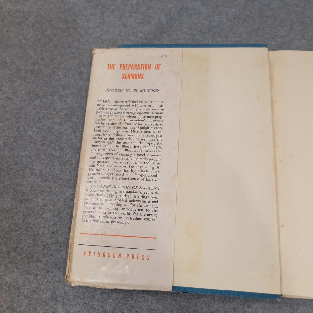 The Preparation of Sermons Andrew W Blackwood 1948 Hardcover Abingdon Press - Picture 3 of 8